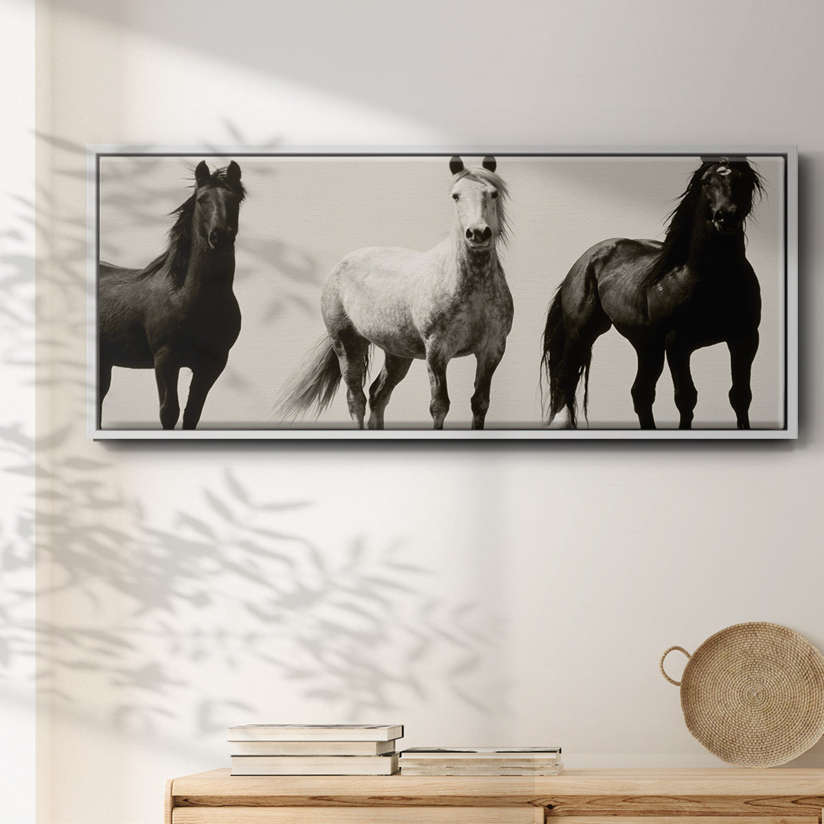 Wild Stallions - Floater Framed Canvas Print