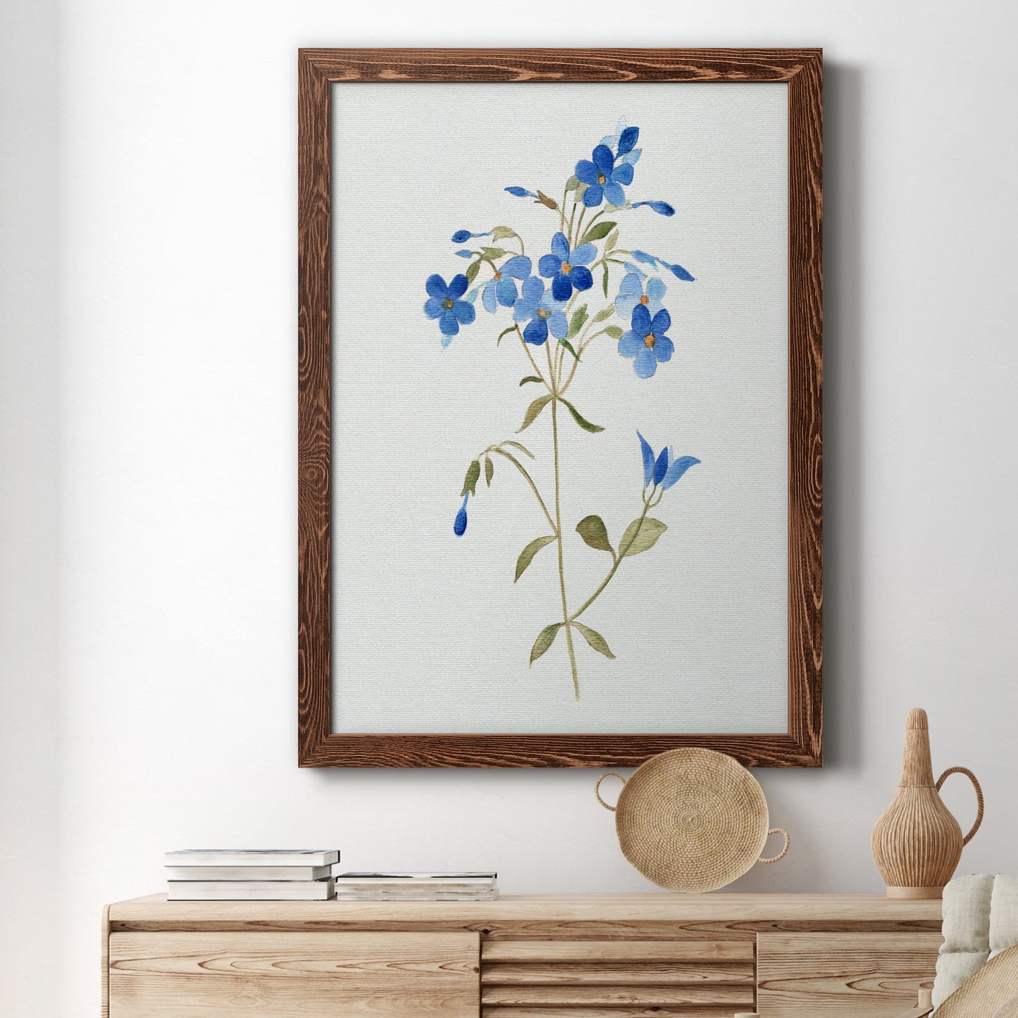 Blue Blossom Botanical II - Premium Canvas Framed in Barnwood - Ready to Hang