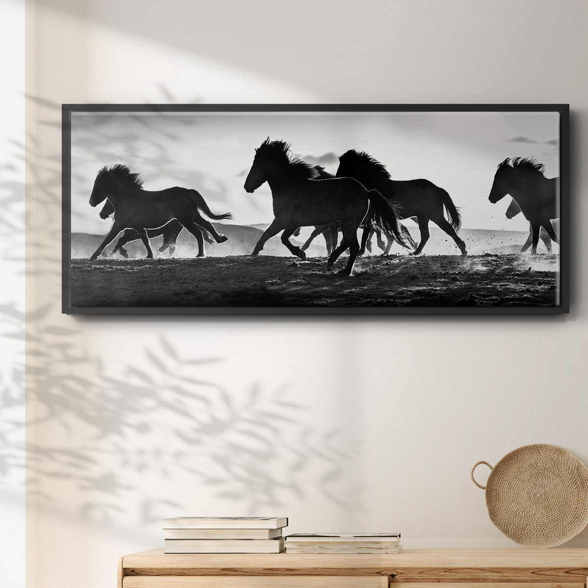 Icelandic Horses at Sunset - Floater Framed Canvas Print