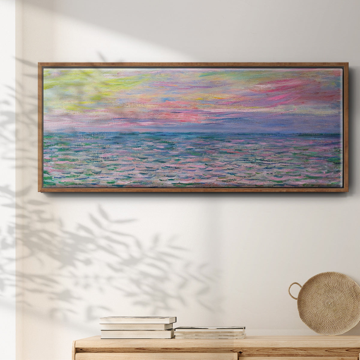 Sunset on the Sea at Pourville, 1882 - Floater Framed Canvas Print