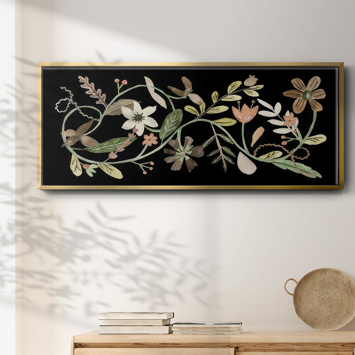 Pressed Flowers I - Floater Framed Canvas Print
