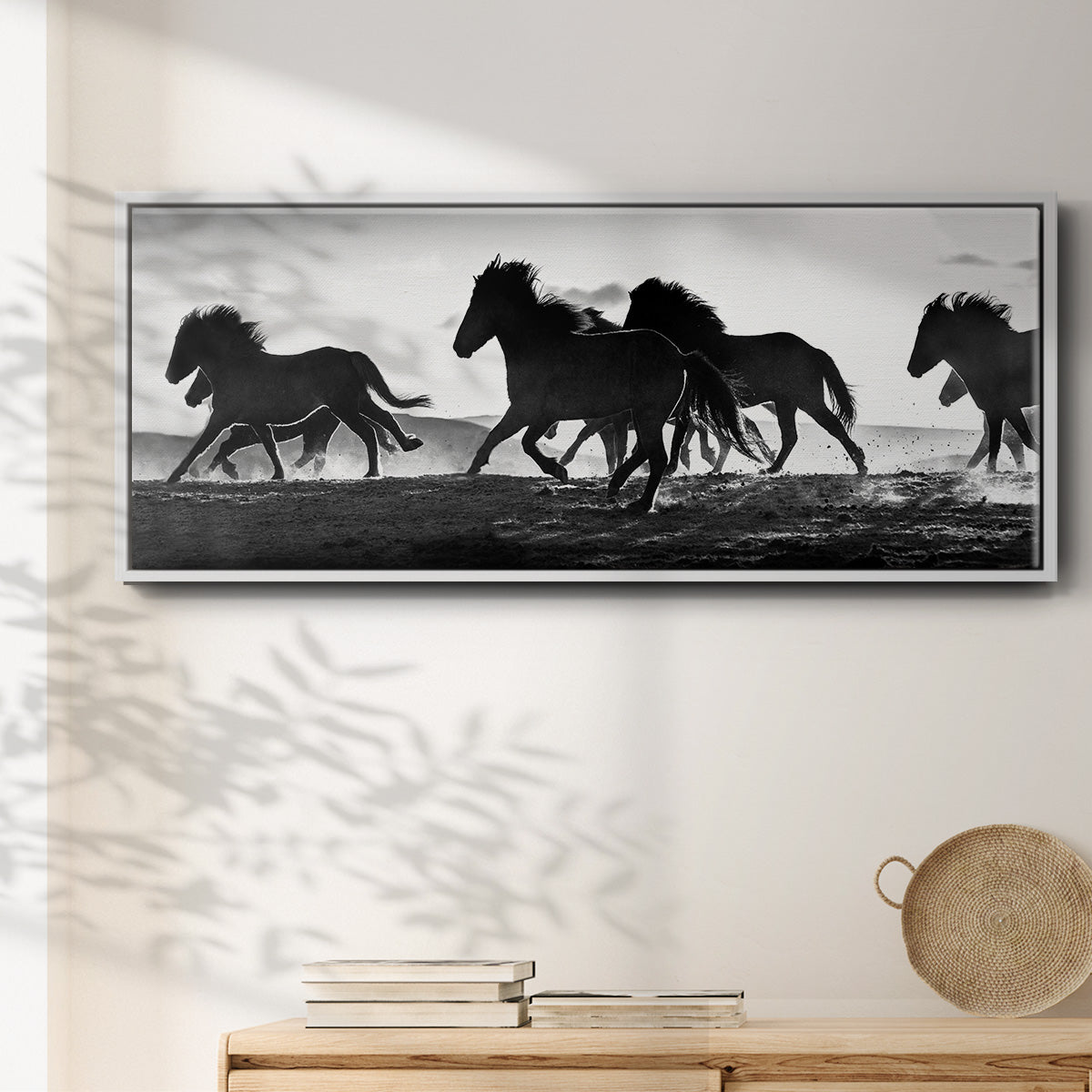 Icelandic Horses at Sunset - Floater Framed Canvas Print
