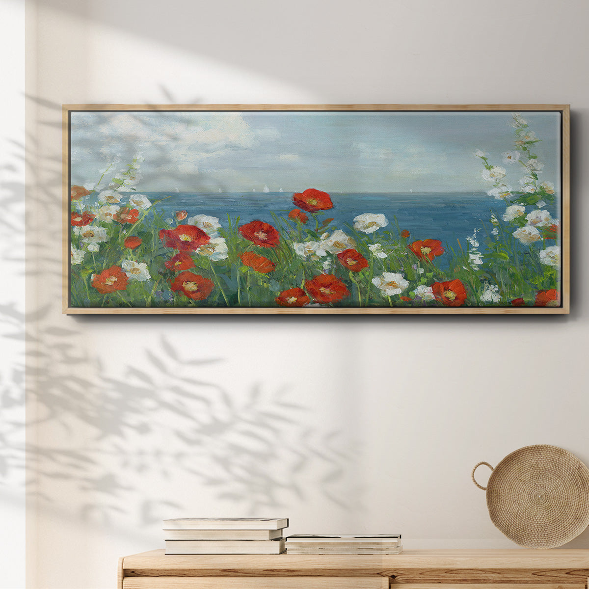 Through the Flowers - Floater Framed Canvas Print