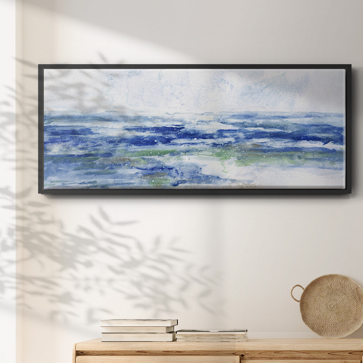 Soft Ocean Waters I - Floater Framed Canvas Print