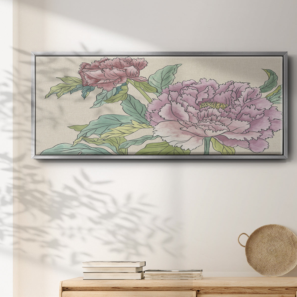 Peony Blooms I - Floater Framed Canvas Print