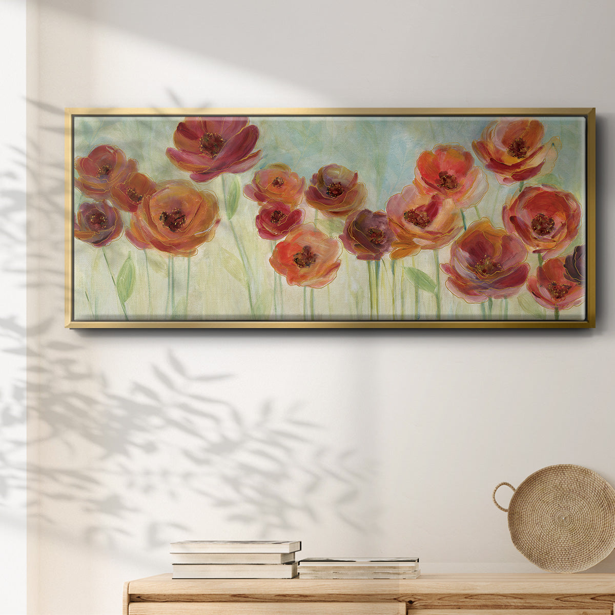 Warm Meadow Poppies - Floater Framed Canvas Print