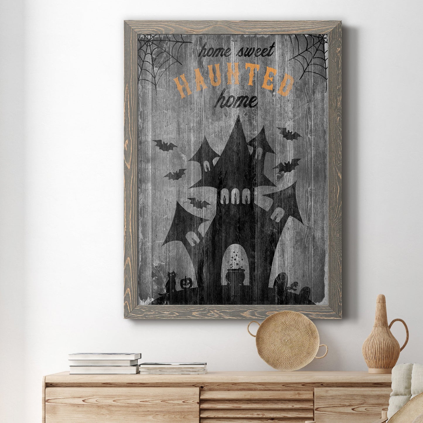 Haunted House - Premium Canvas Framed in Barnwood - Ready to Hang