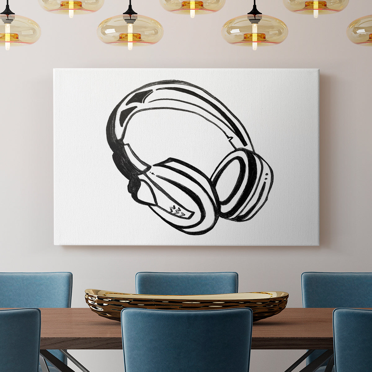 Headphones Sketch - Canvas Art Print