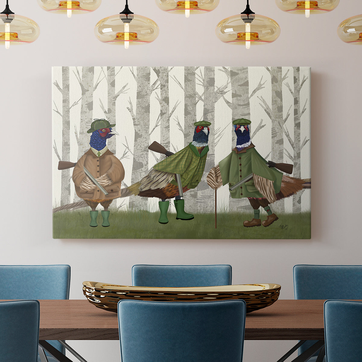Pheasant Shooting Party Group 2 - Canvas Art Print
