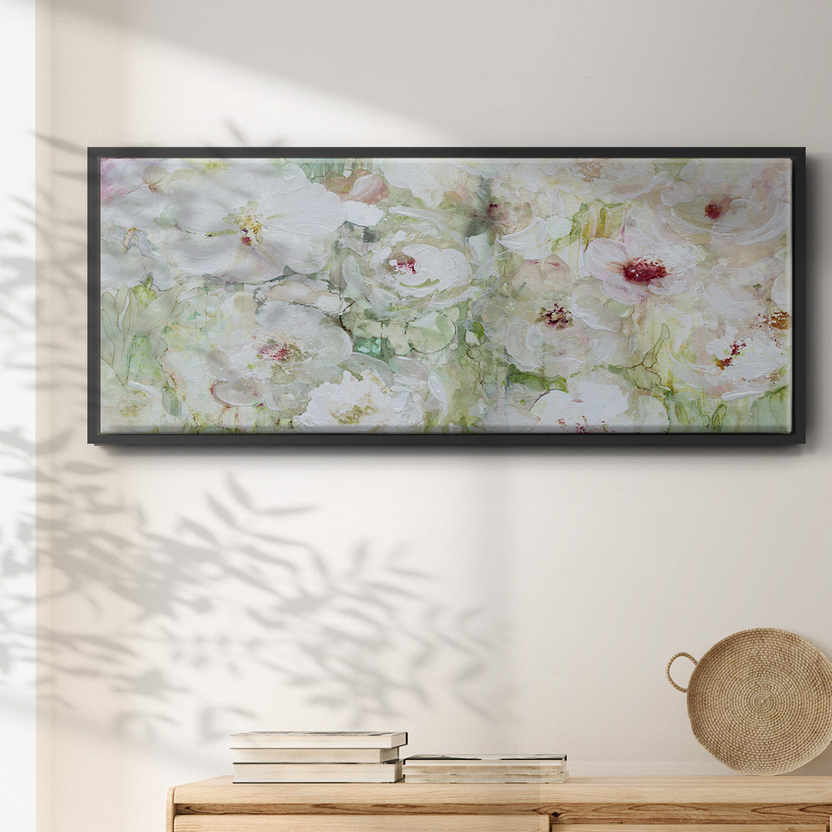 Jardin Blanc - Floater Framed Canvas Print