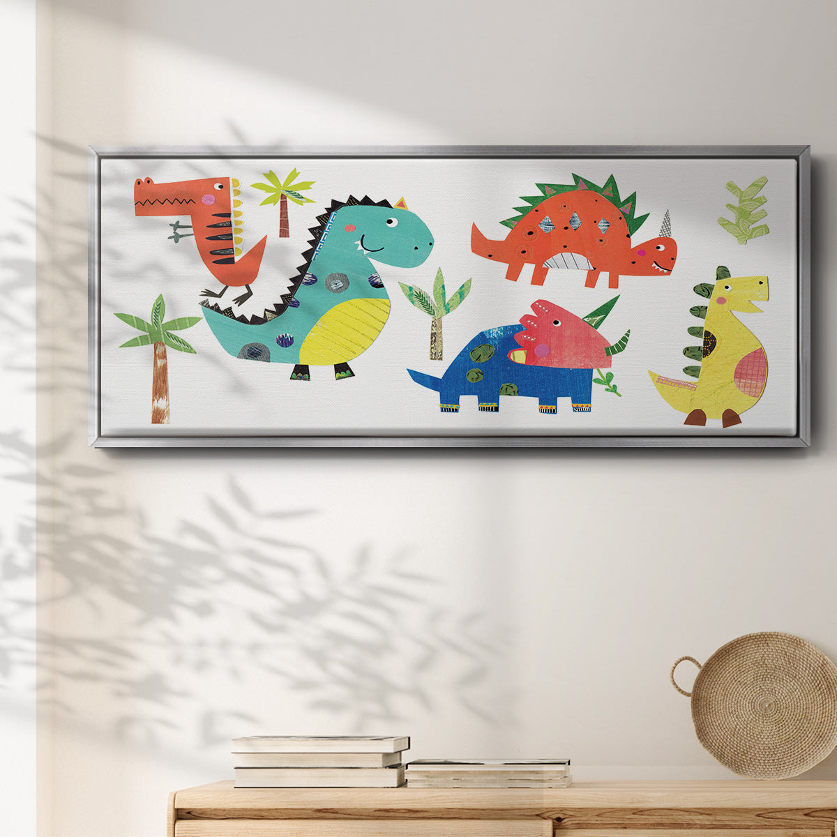 Dino Party - Floater Framed Canvas Print
