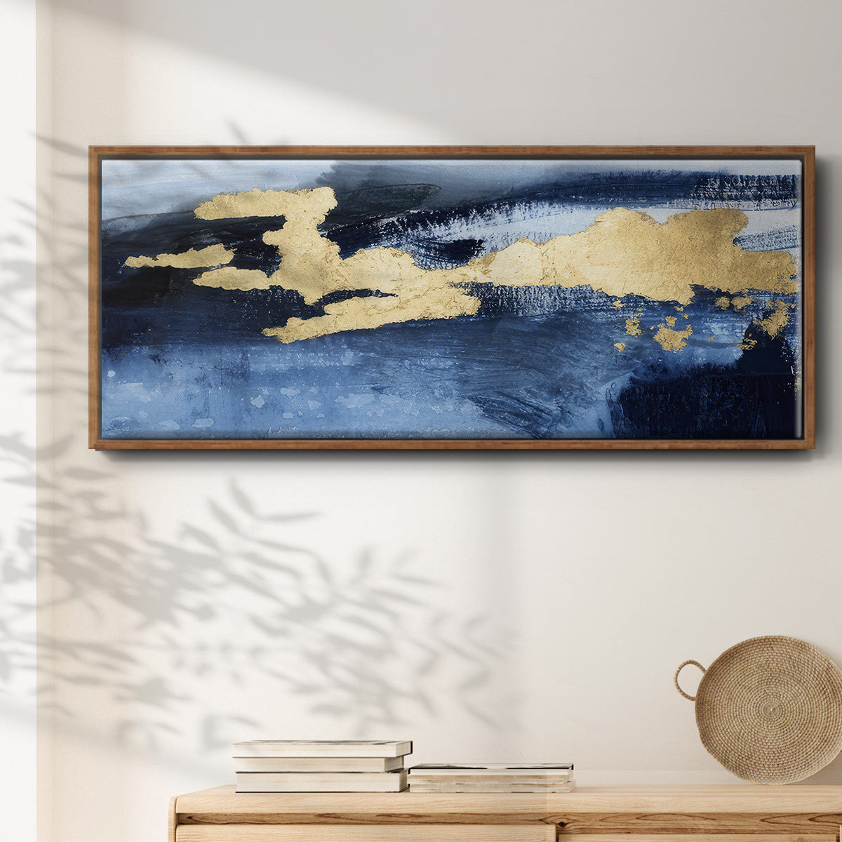 Gilded Indigo Sea I  - Floater Framed Canvas Print