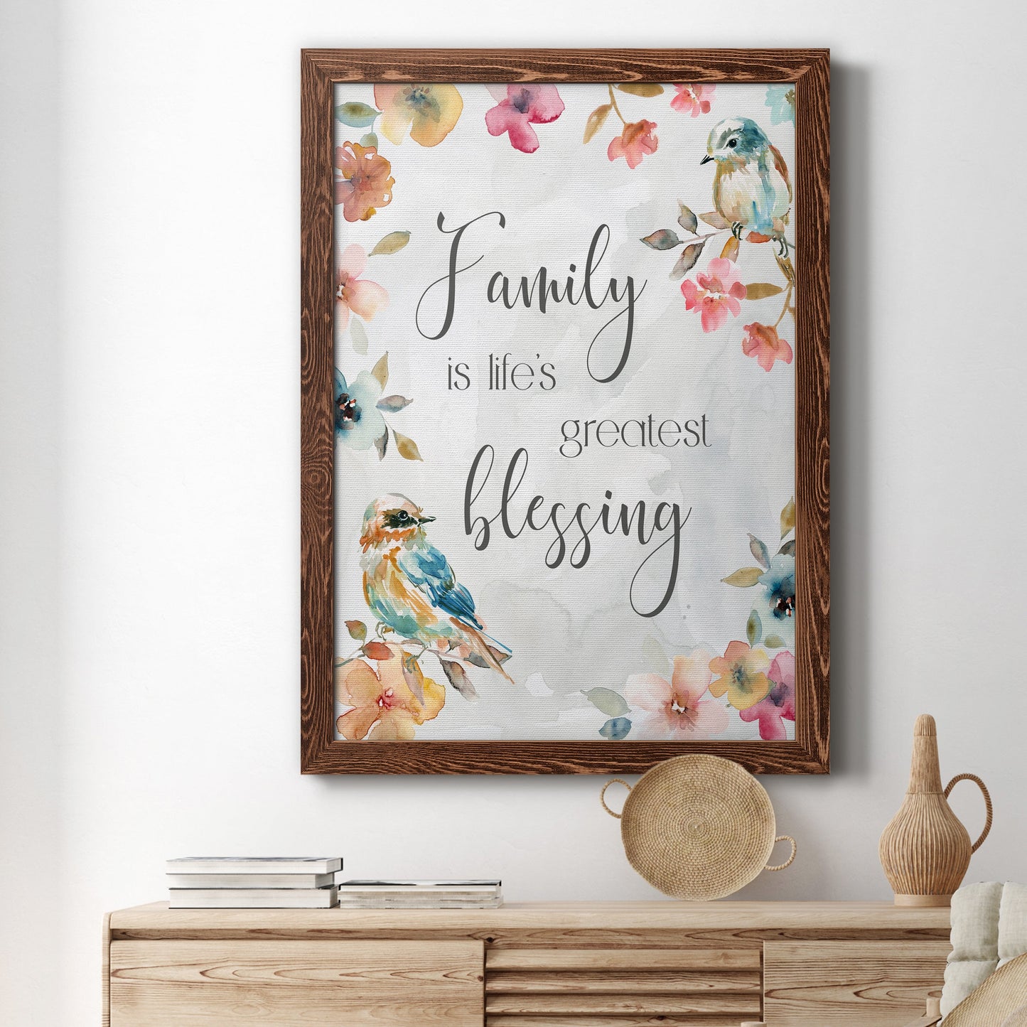 Spring Bird Blessing - Premium Canvas Framed in Barnwood - Ready to Hang