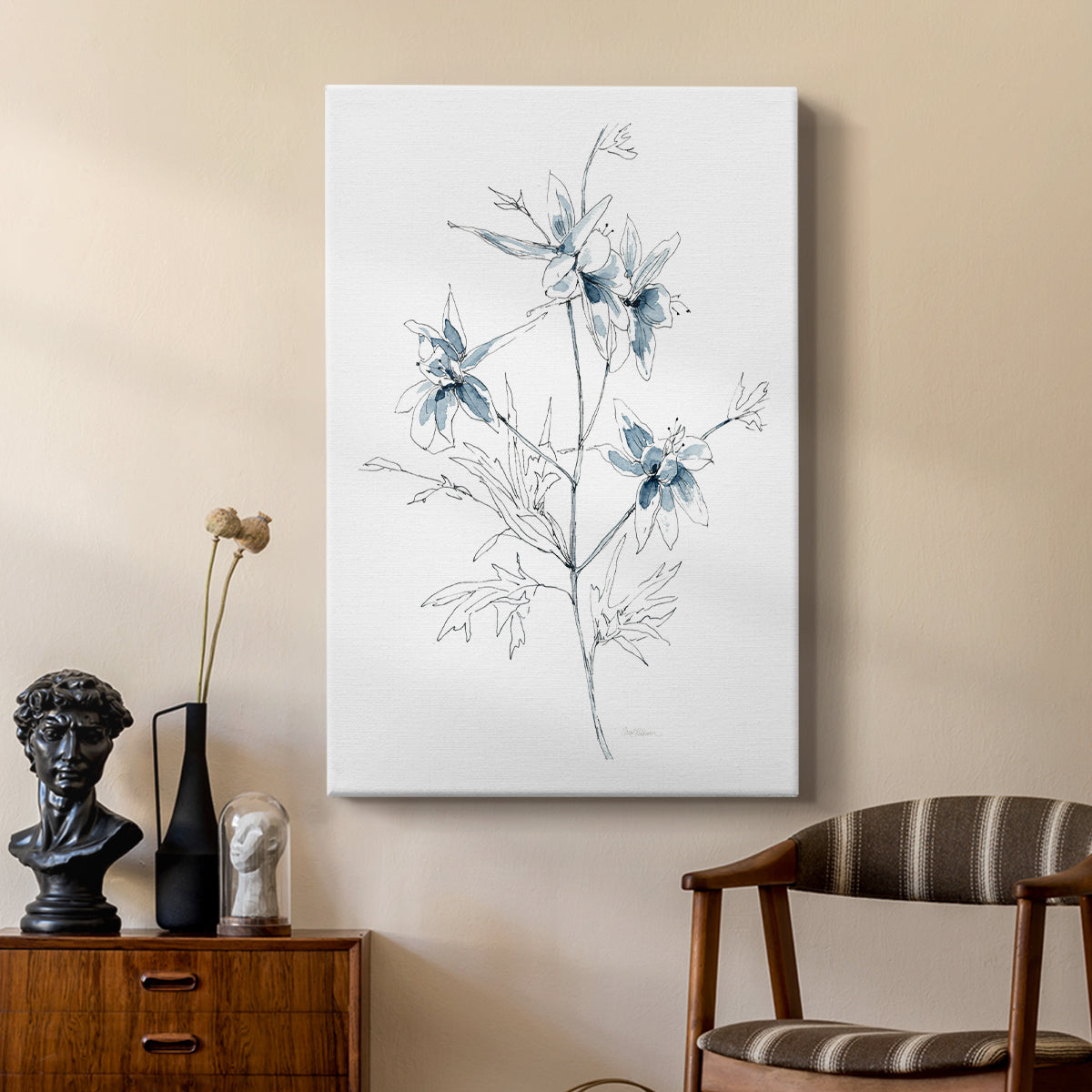 Indigo Sketch II - Canvas Art Print