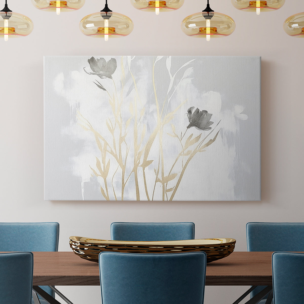 Grey Floral Painting XCIV - Canvas Art Print