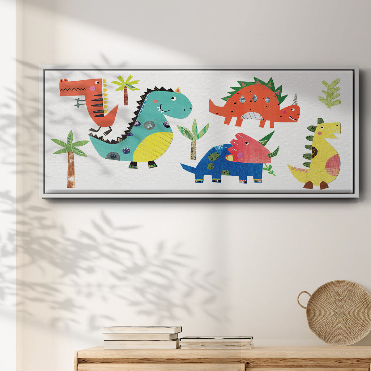 Dino Party - Floater Framed Canvas Print