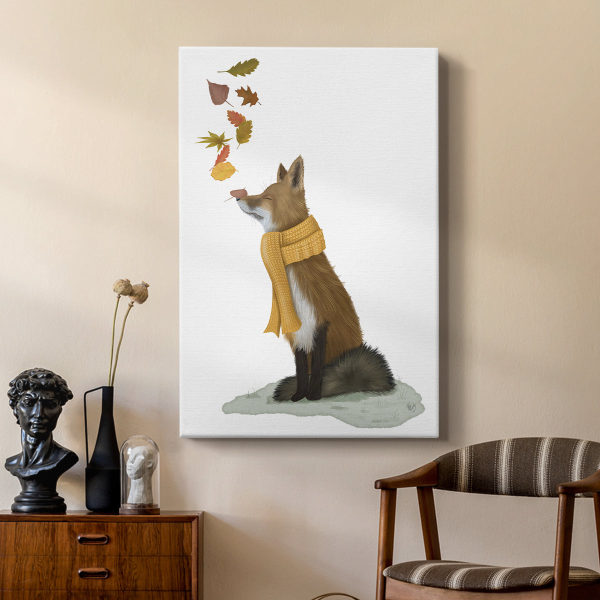 Fox Leaves on Nose - Canvas Art Print