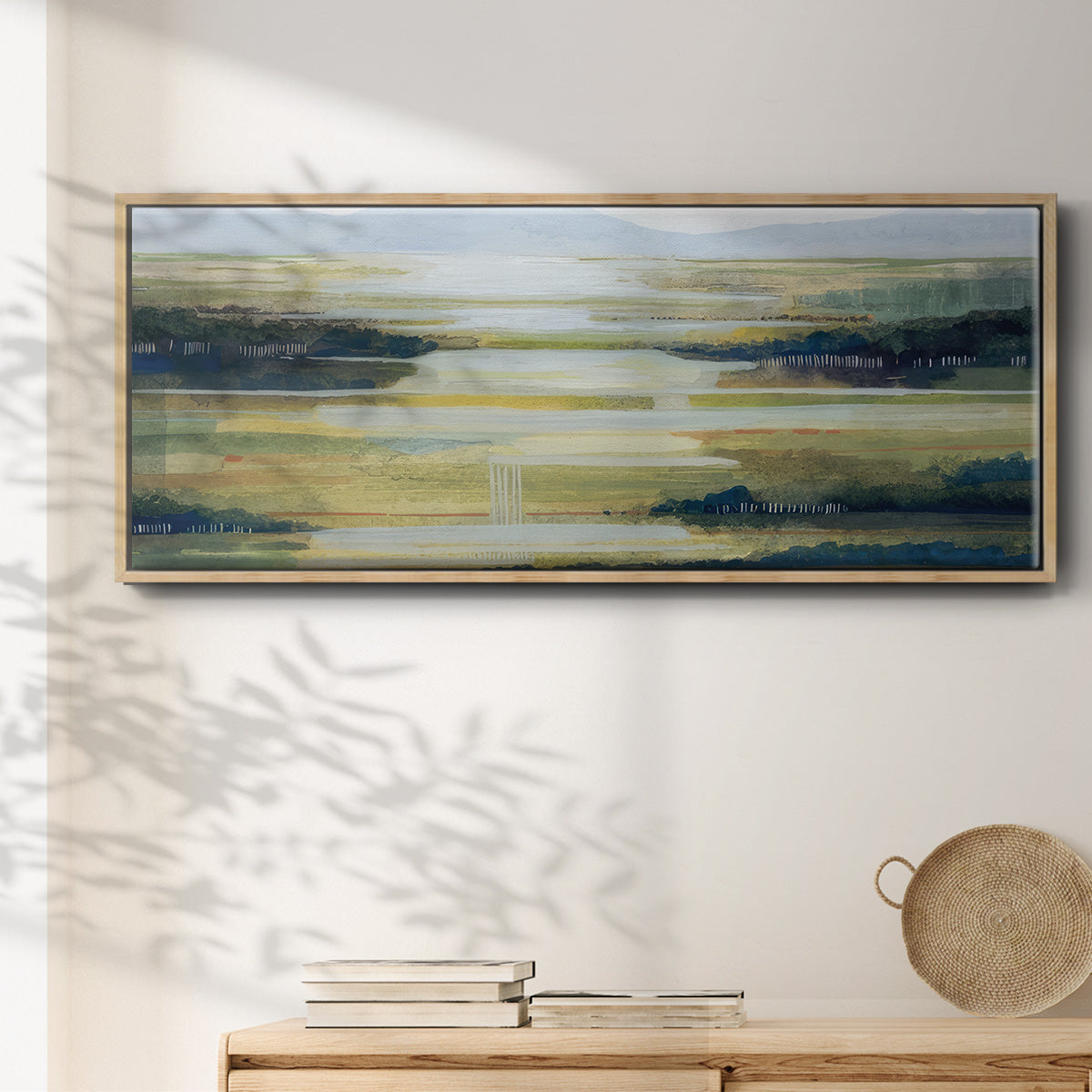 Lime Strata I - Floater Framed Canvas Print