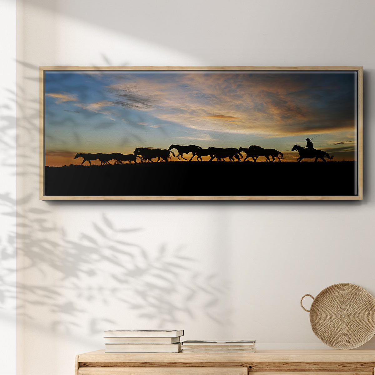 Sunlit Horses V - Floater Framed Canvas Print