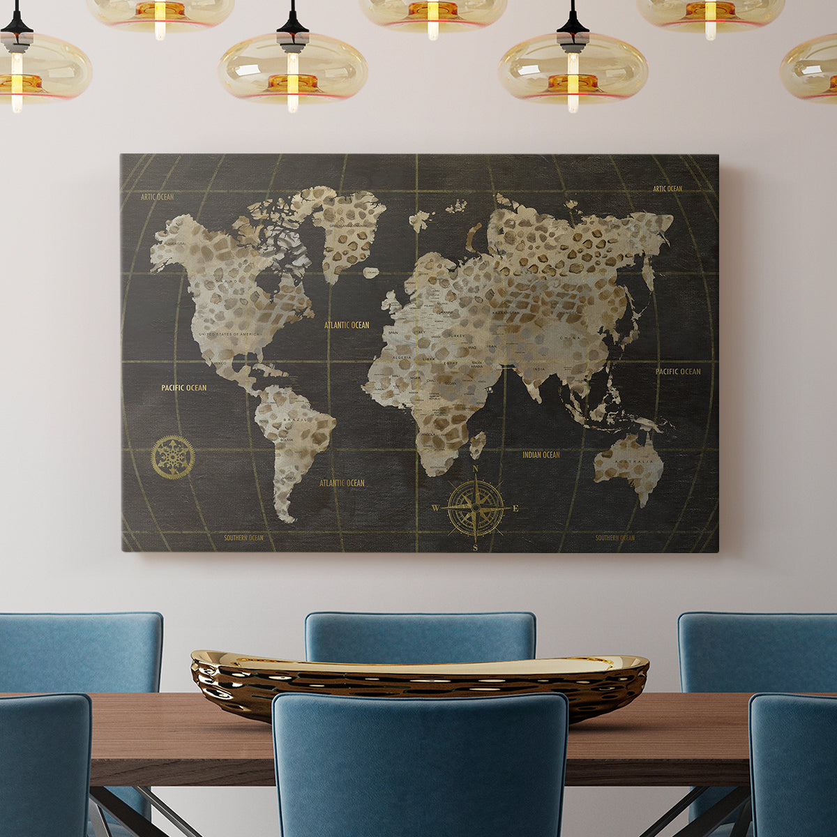 Safari World Map - Canvas Art Print
