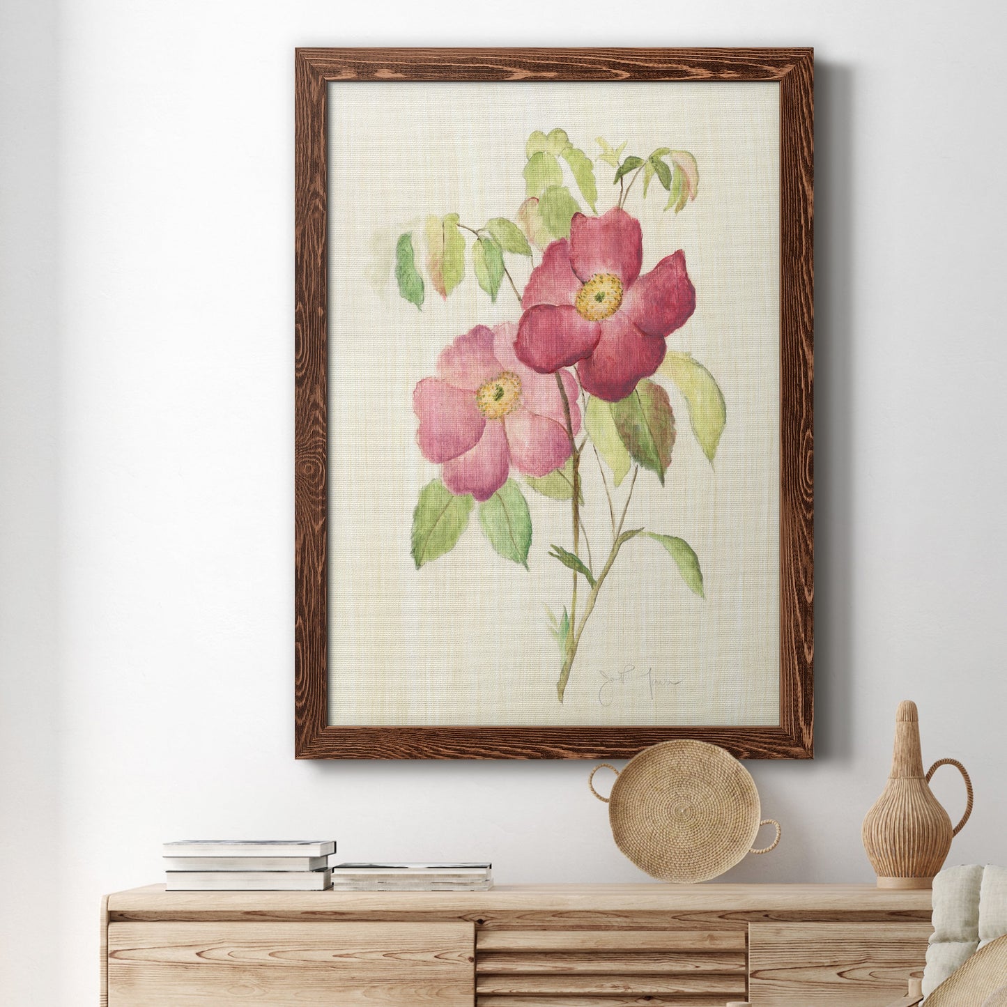 Dusty Rose II - Premium Canvas Framed in Barnwood - Ready to Hang