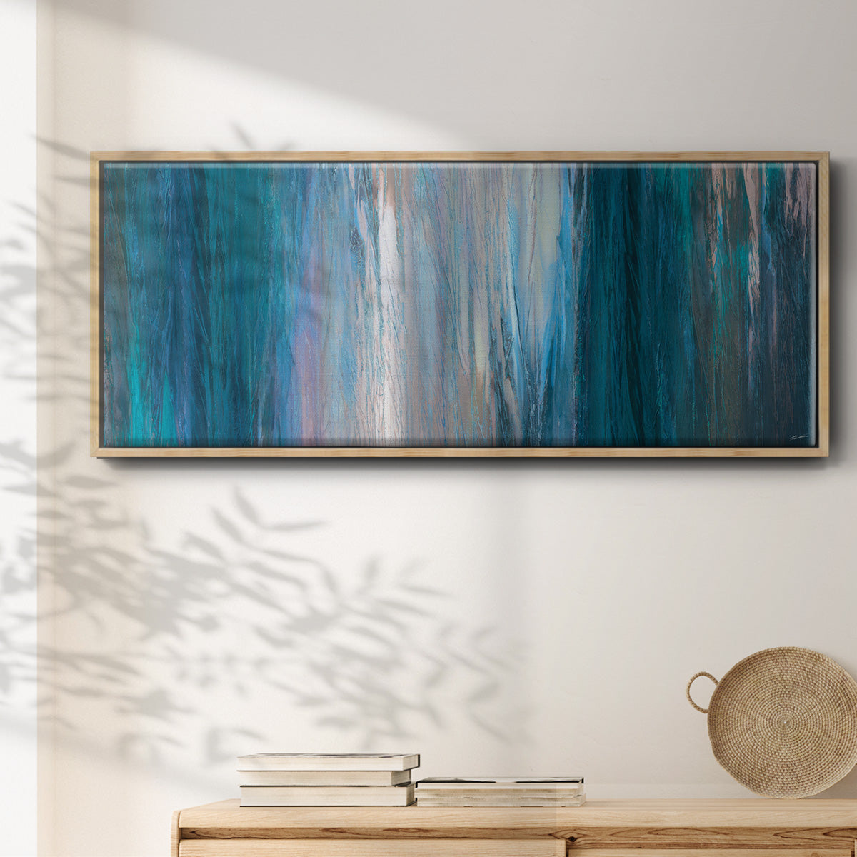 Falling Blue - Floater Framed Canvas Print