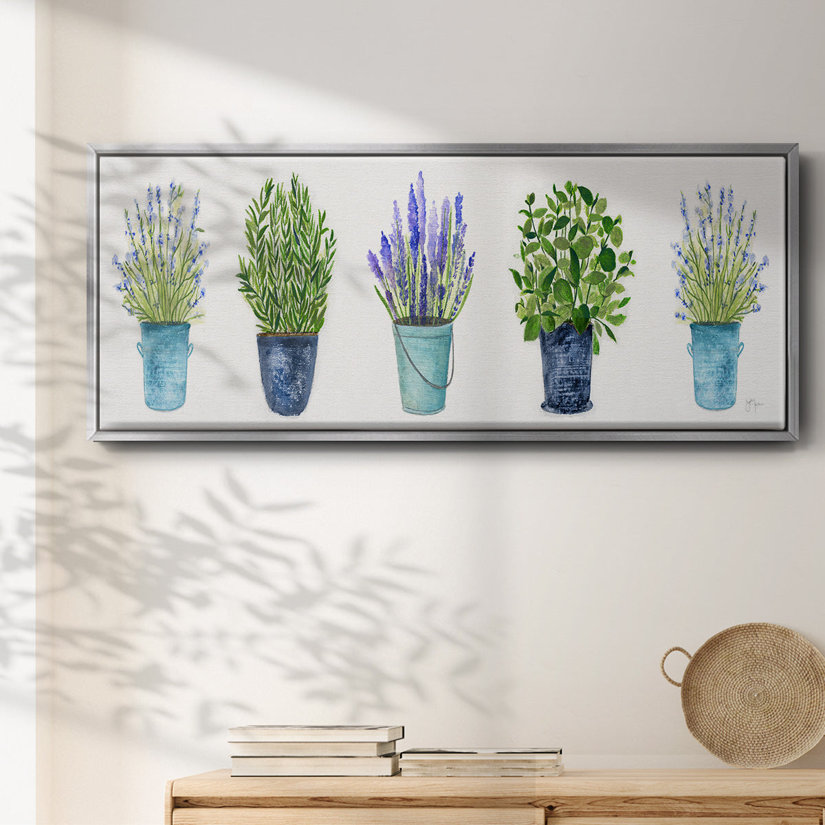 Herbs In A Row - Floater Framed Canvas Print