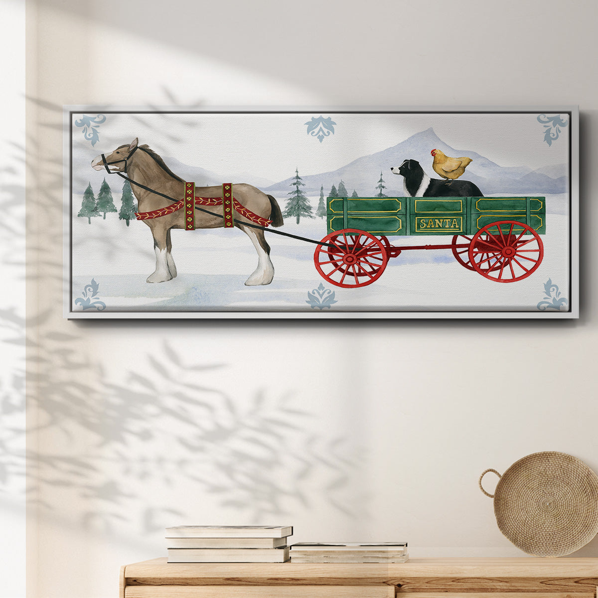 Santa's Farm Collection C - Floater Framed Canvas Print