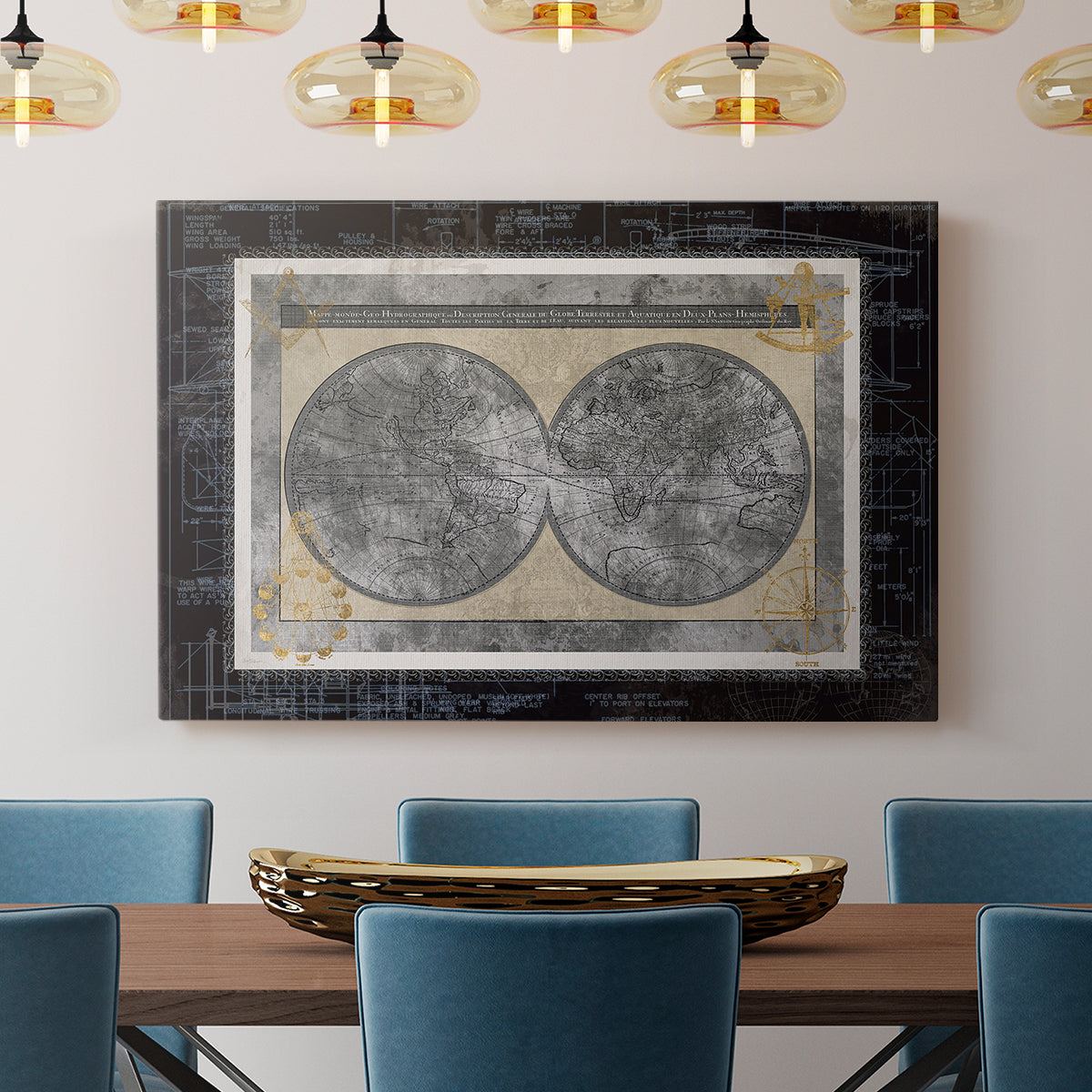 Night World Blueprint - Canvas Art Print