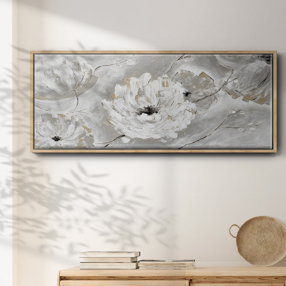 Silver Sun Garden - Floater Framed Canvas Print
