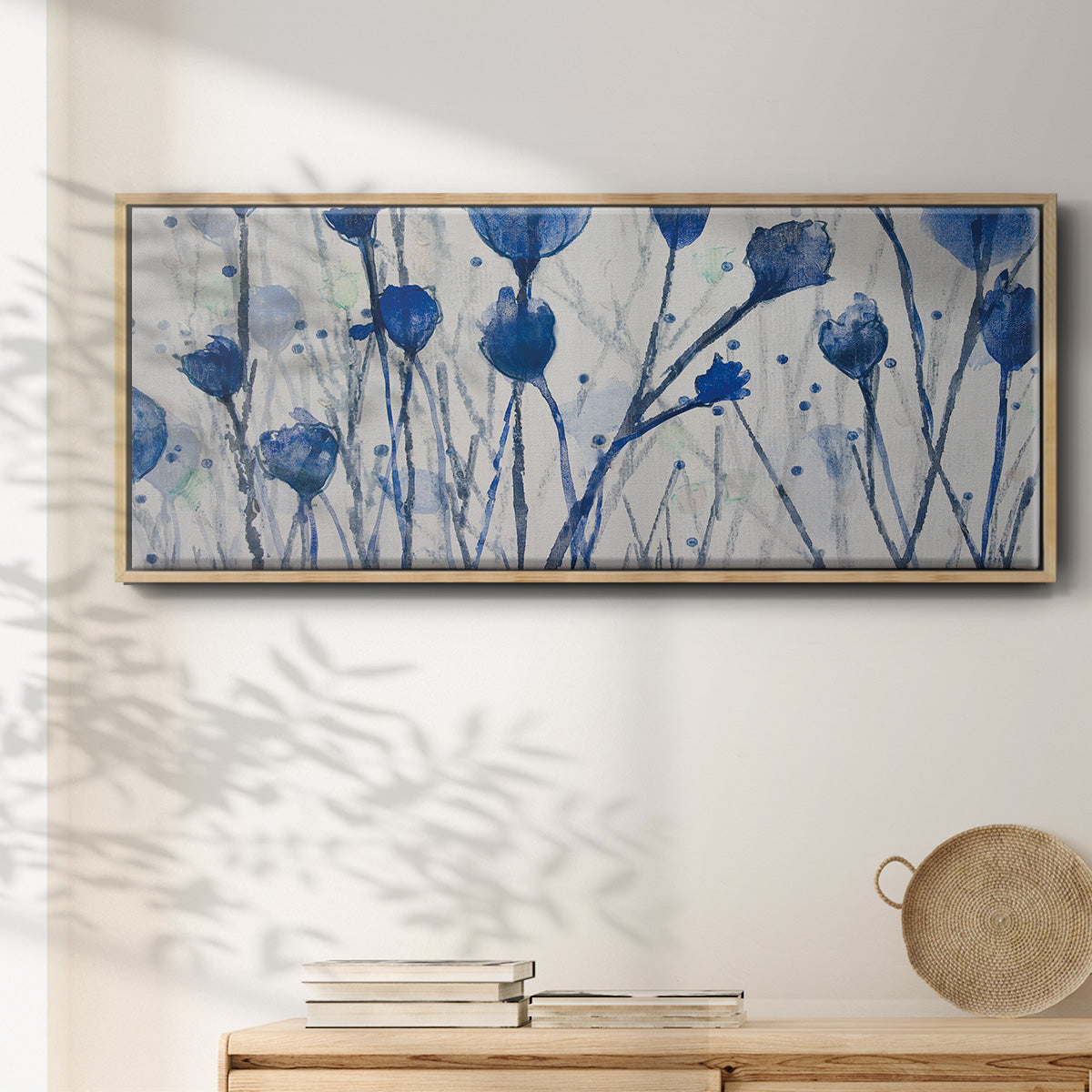 Blue Day Garden - Floater Framed Canvas Print