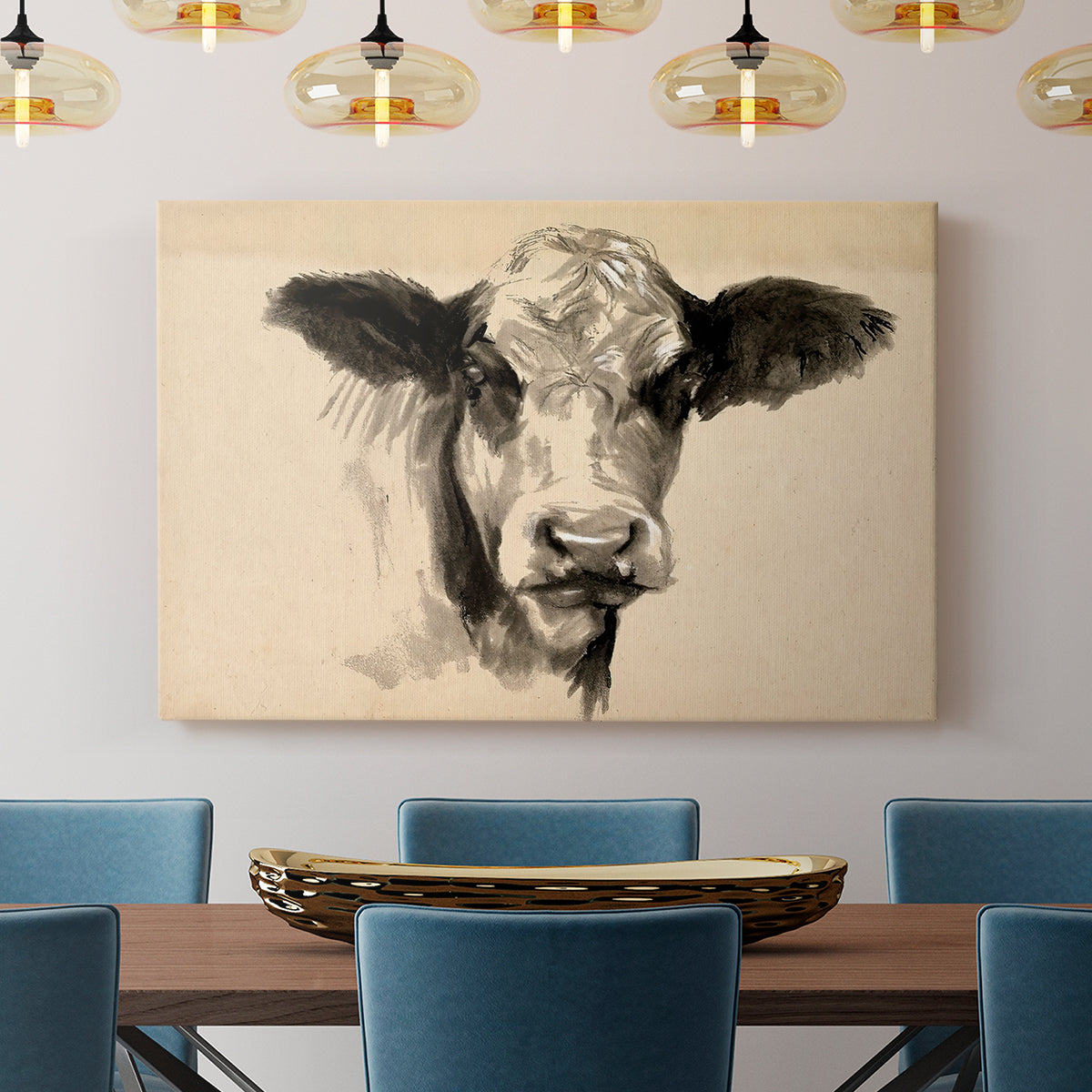 Charcoal Cow II - Canvas Art Print