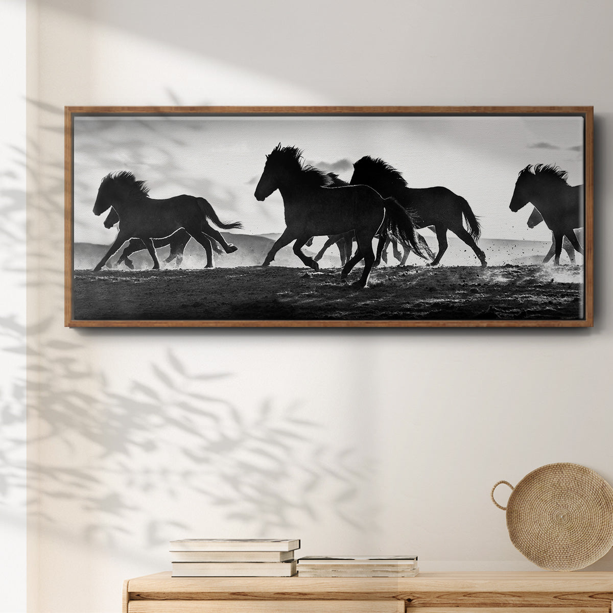Icelandic Horses at Sunset - Floater Framed Canvas Print