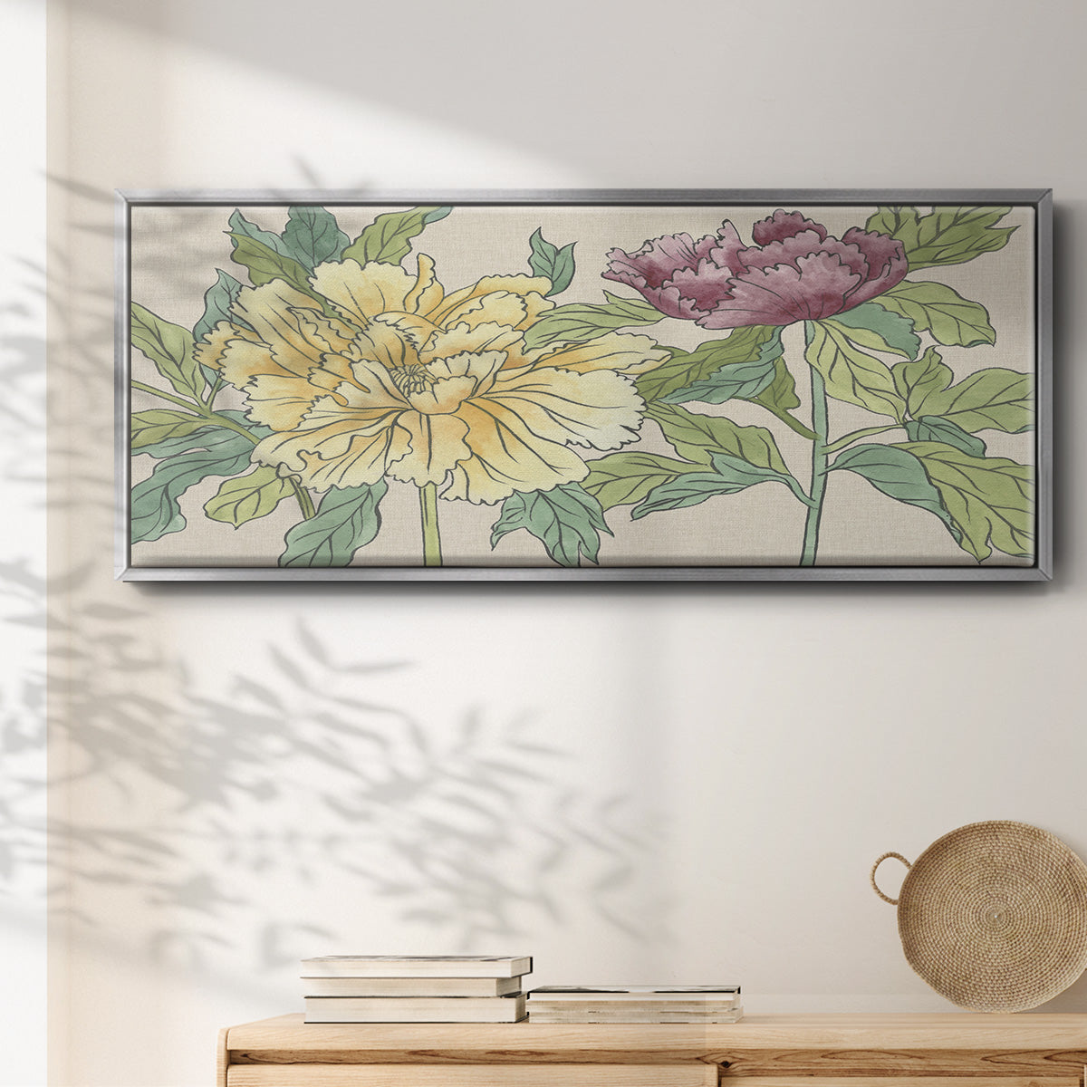 Peony Blooms II - Floater Framed Canvas Print