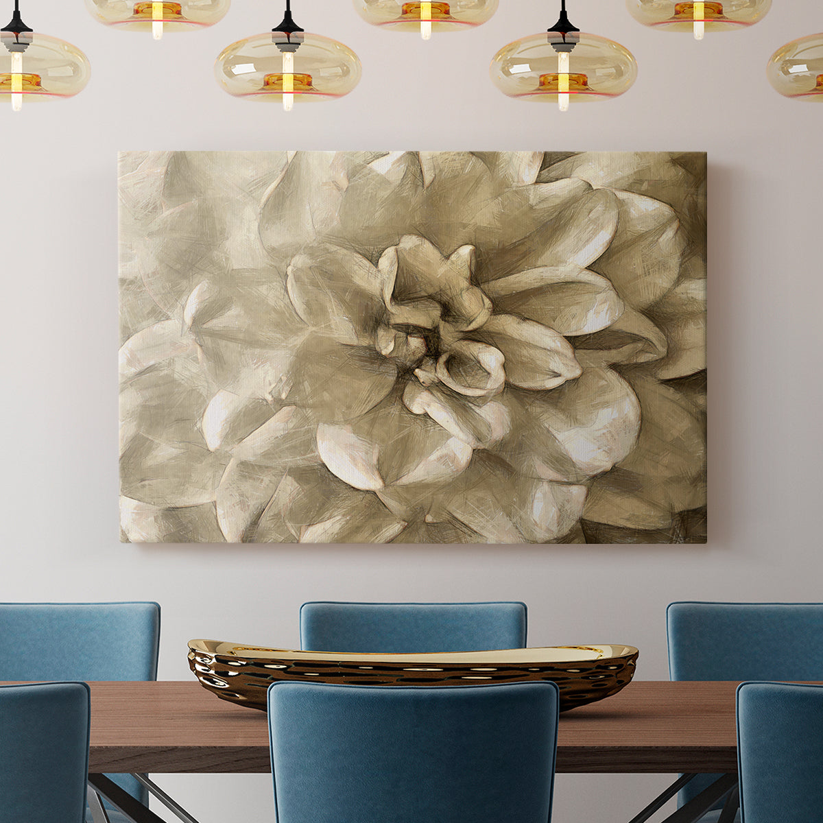 Neutral Wall Flower III - Canvas Art Print