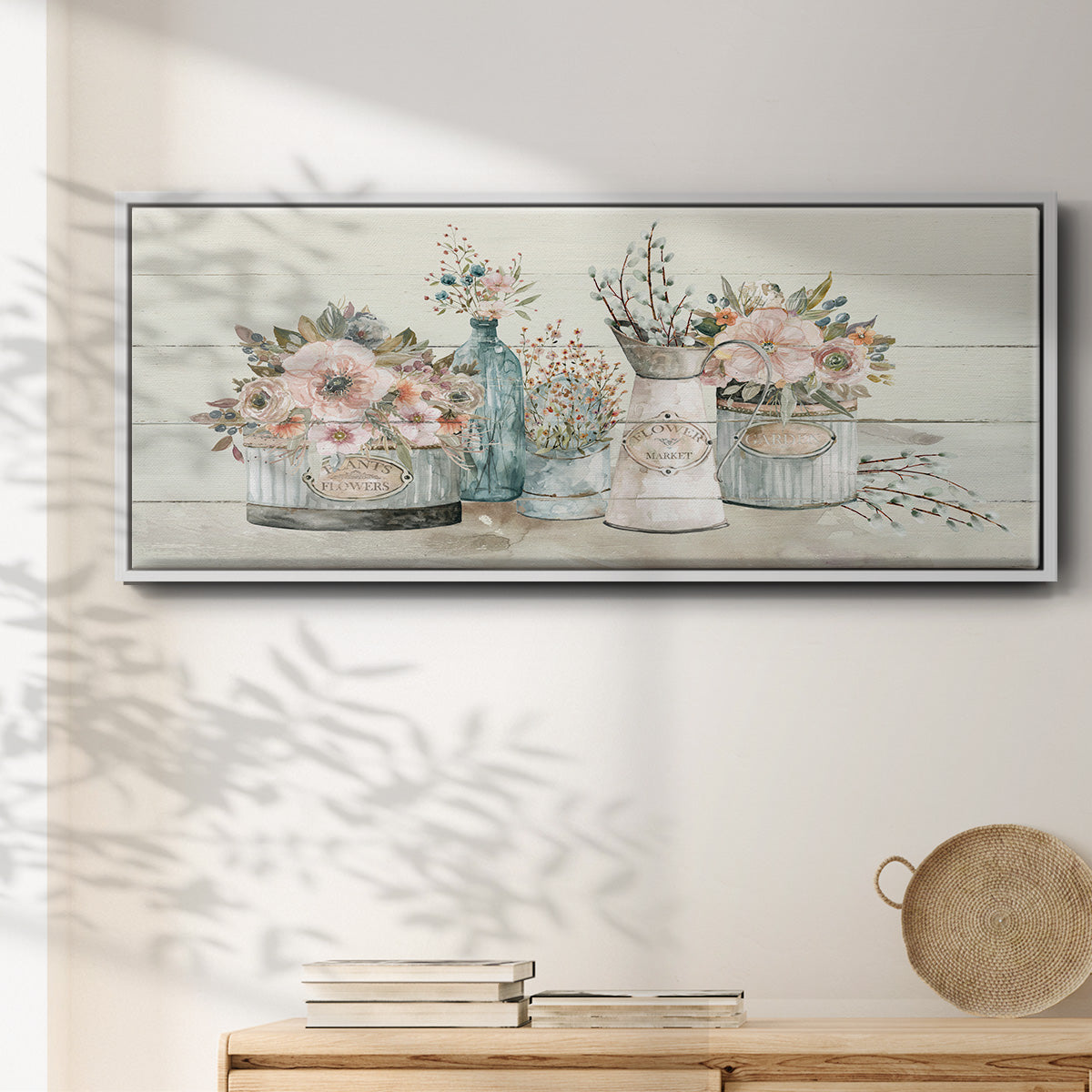 Flower Market - Floater Framed Canvas Print