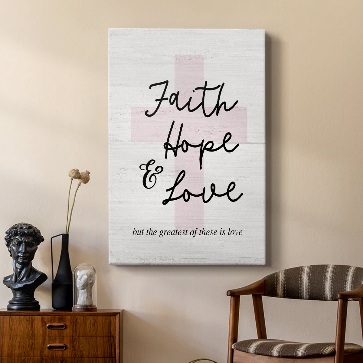 Faith Hope and Love Cross - Canvas Art Print