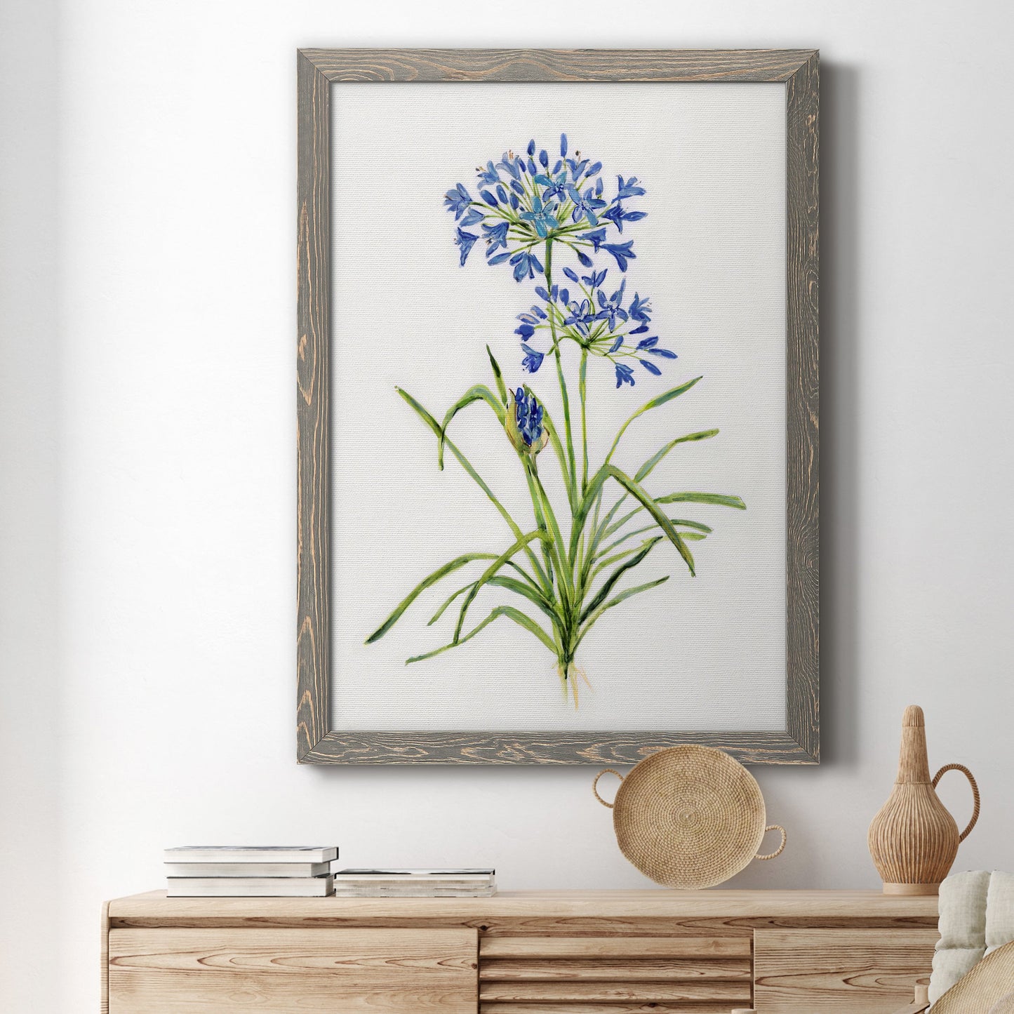 Blue Lively Botanical I - Premium Canvas Framed in Barnwood - Ready to Hang