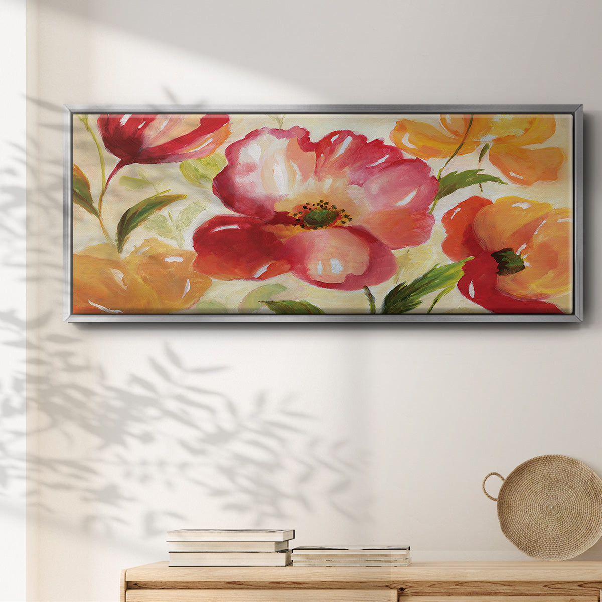 Jardin Rouge - Floater Framed Canvas Print