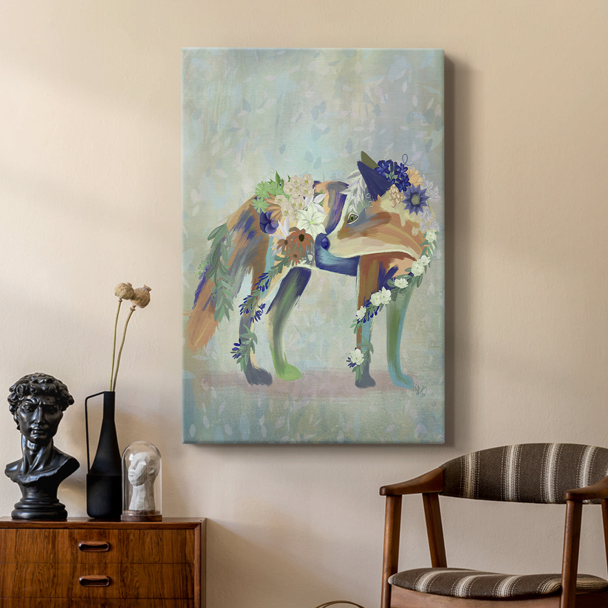 Fantastic Florals Fox, Standing - Canvas Art Print