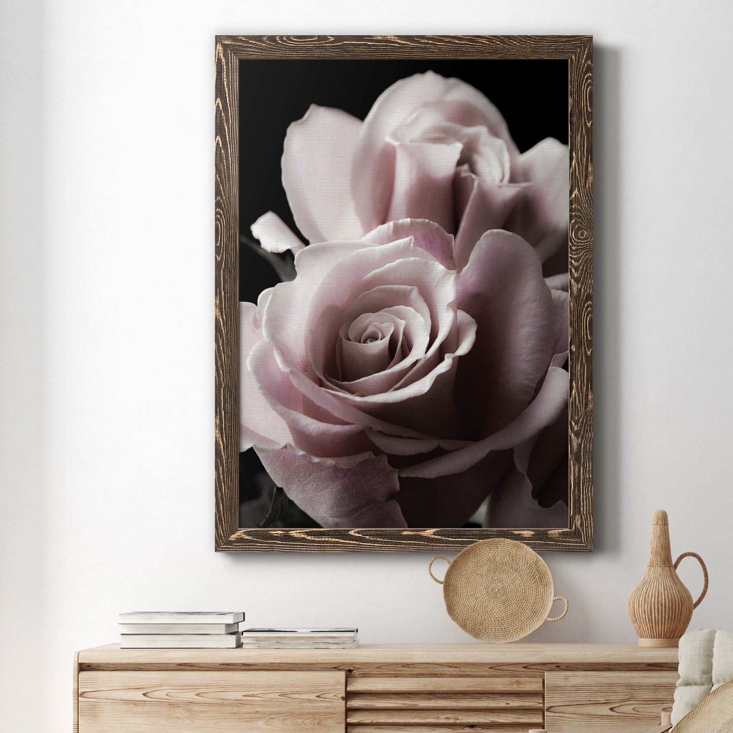 Rose Noir II - Premium Canvas Framed in Barnwood - Ready to Hang