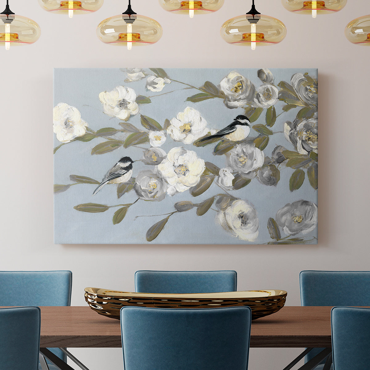 Chickadees and Blossoms I - Canvas Art Print