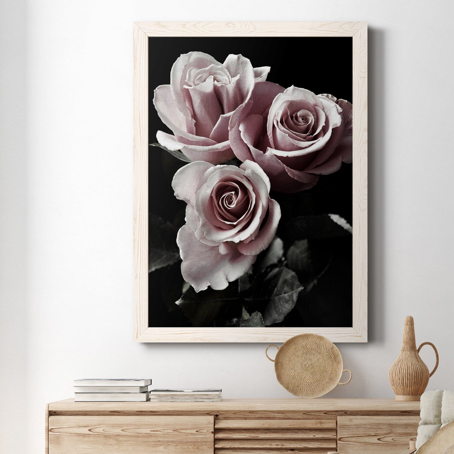 Rose Noir I - Premium Canvas Framed in Barnwood - Ready to Hang