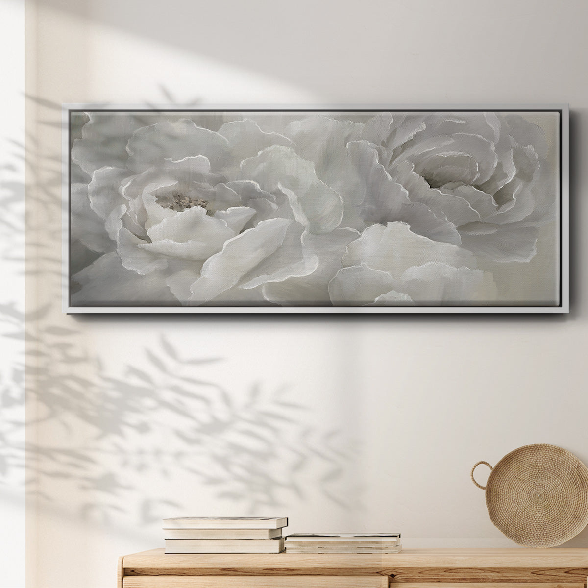 Soft Peony Lace - Floater Framed Canvas Print