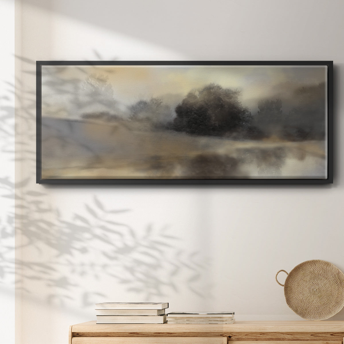 Misty Pond - Floater Framed Canvas Print