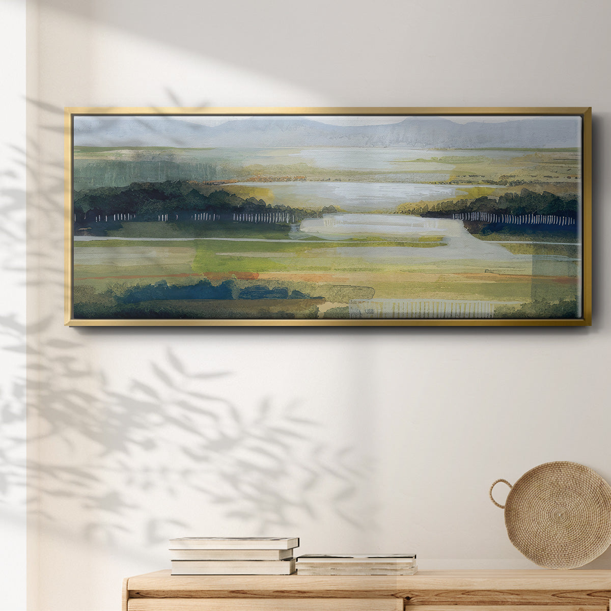 Lime Strata II - Floater Framed Canvas Print