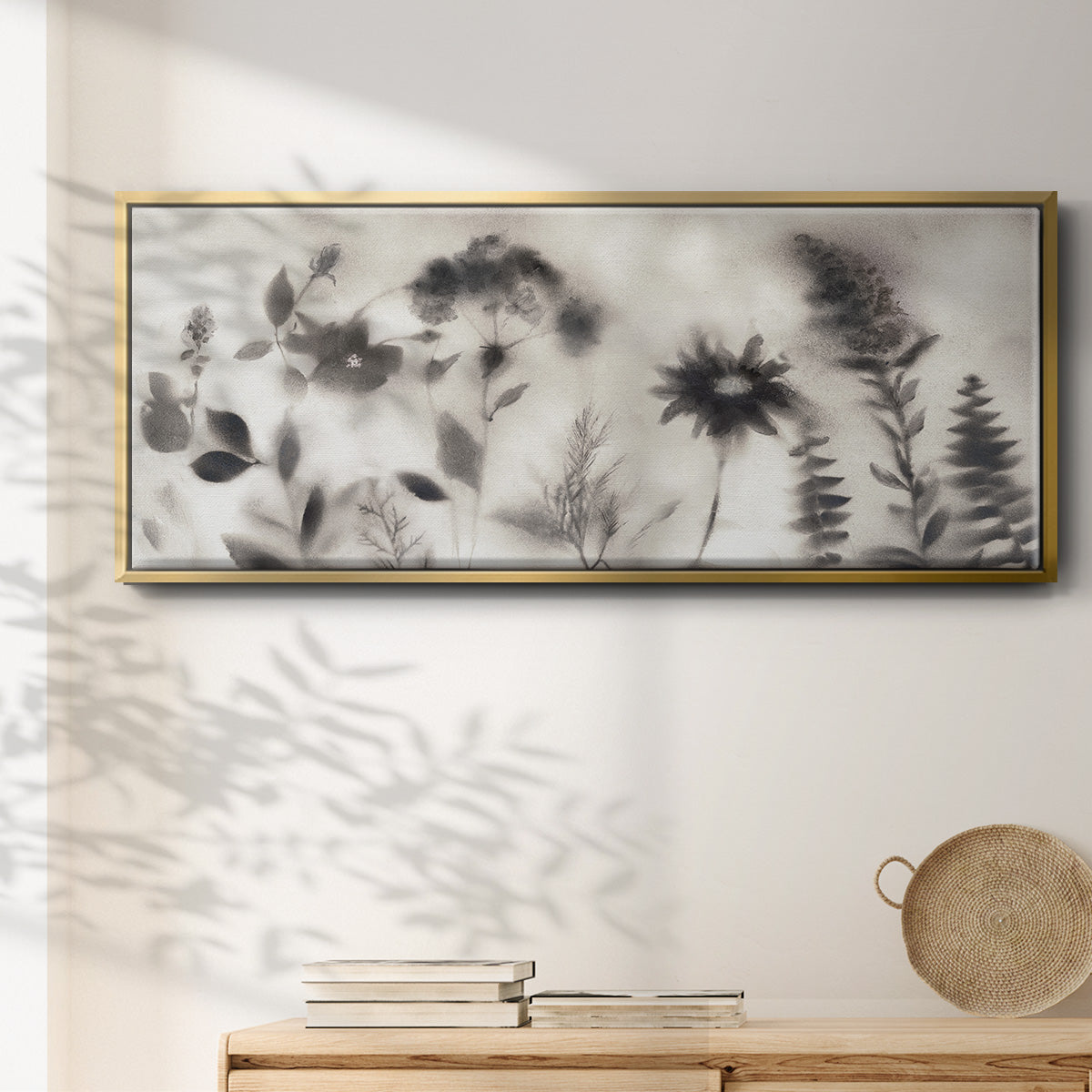Misty Wildflower Morning - Floater Framed Canvas Print
