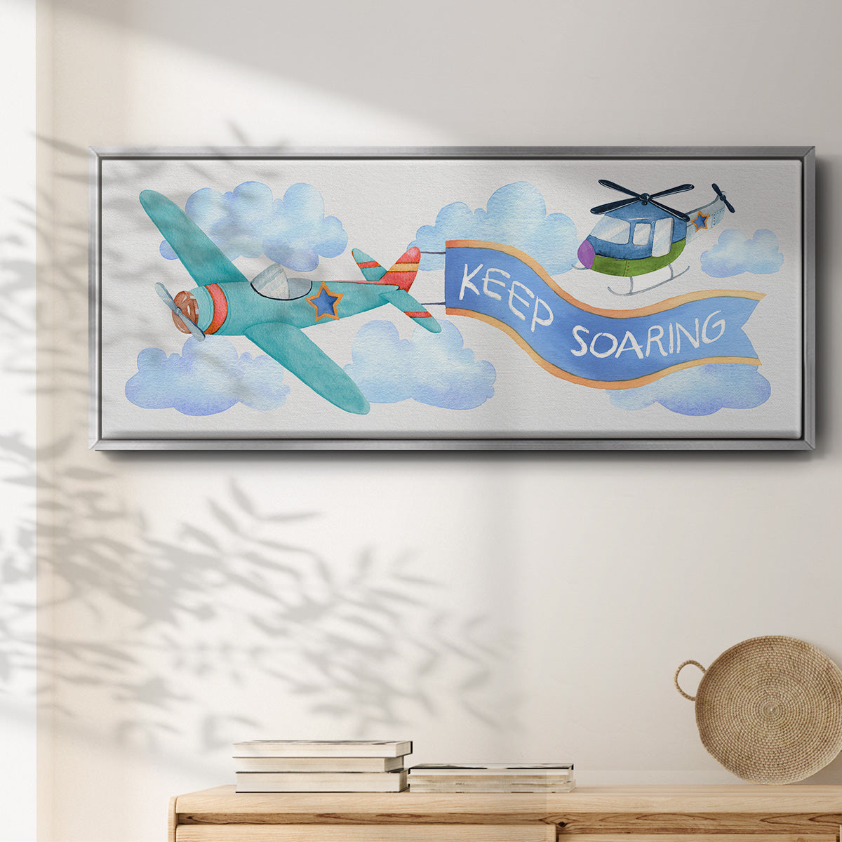Soar Airplane - Floater Framed Canvas Print