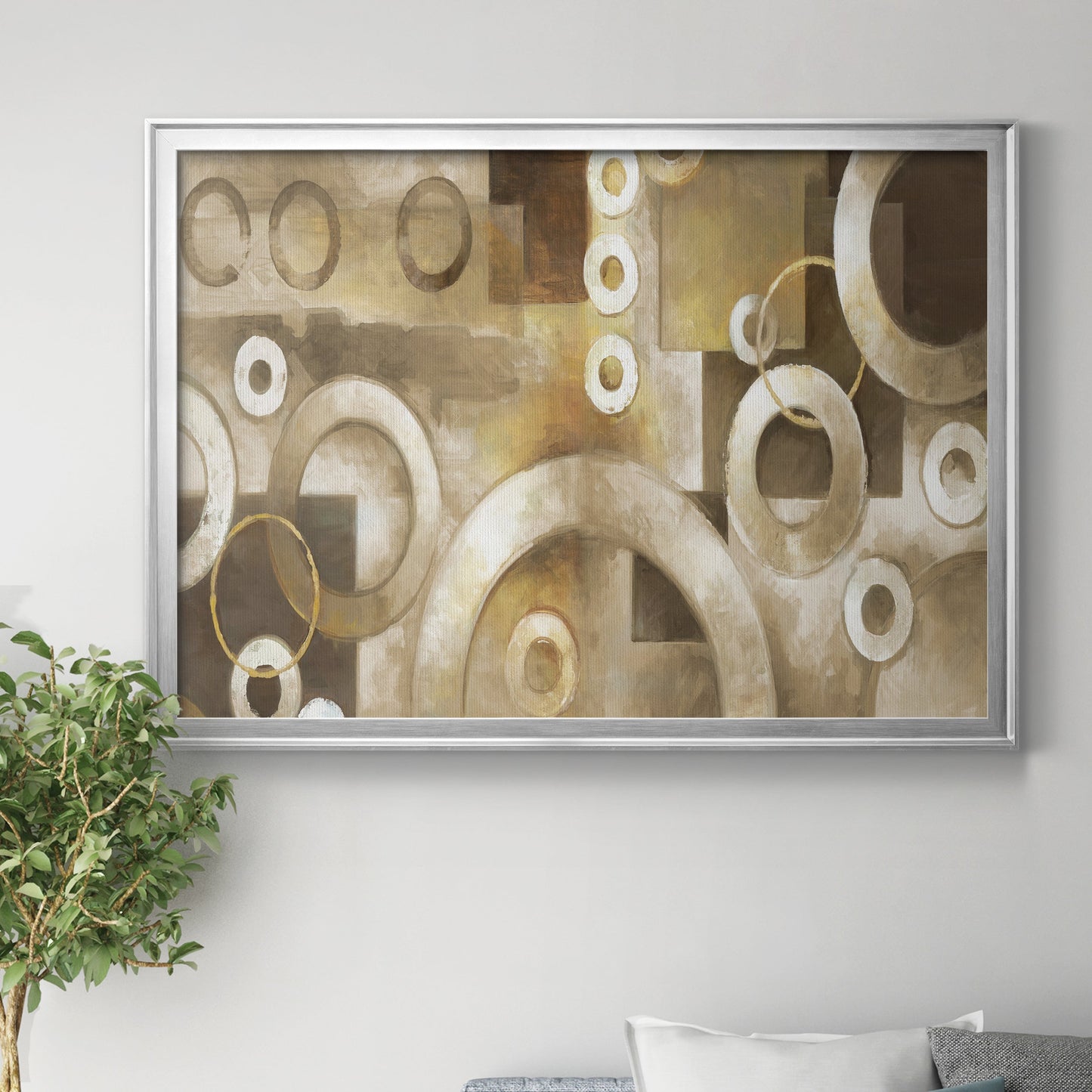 Neutral Motion - Modern Framed Canvas Print