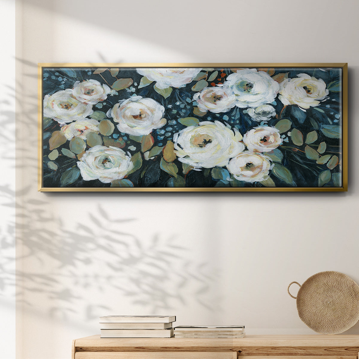 Moonlit Garden I - Floater Framed Canvas Print
